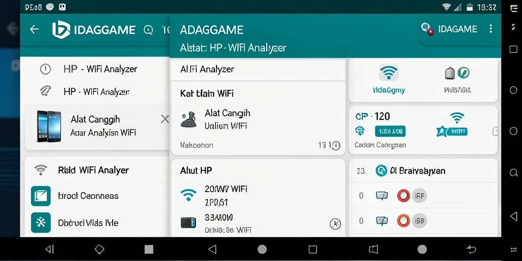Tampilan antarmuka IDAGAME yang sederhana dan informatif sebagai WiFi Analyzer.