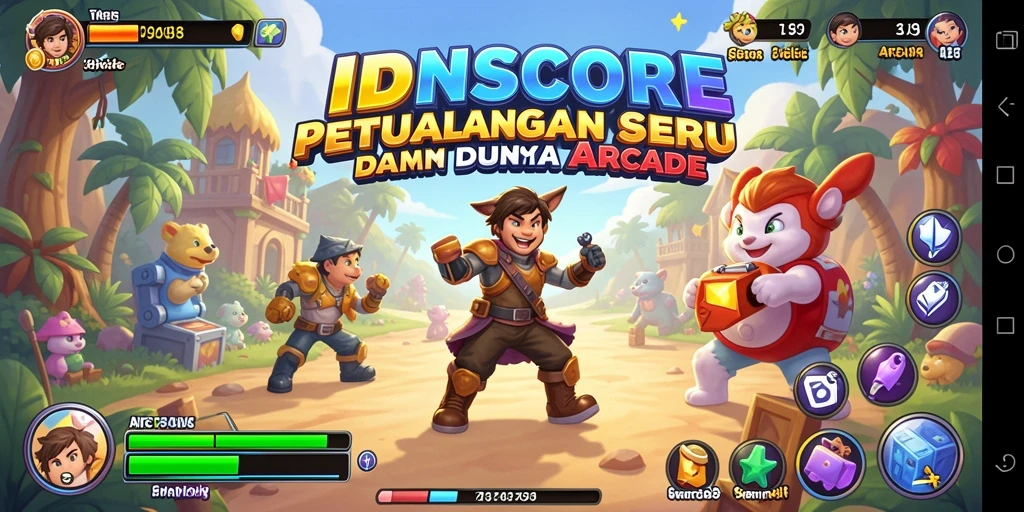 Tampilan antarmuka IDNSCORE yang menarik dalam permainan Arcade.