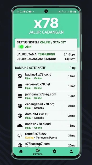 Tampilan link alternatif x78