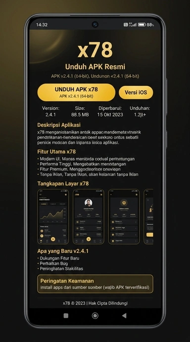 Tampilan halaman APK x78