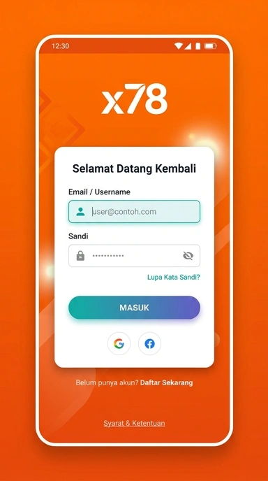 Tampilan halaman login x78